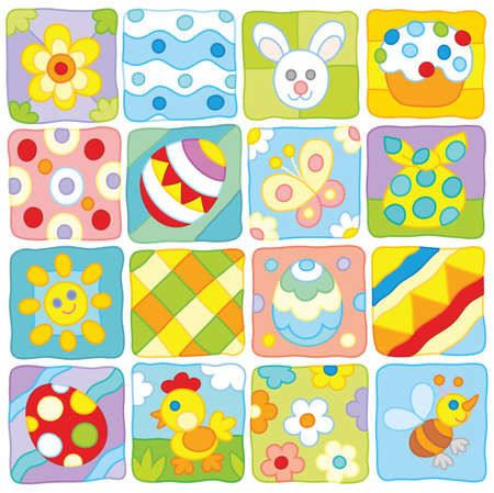Colorful Easter pattern in a children's styleのイラスト素材