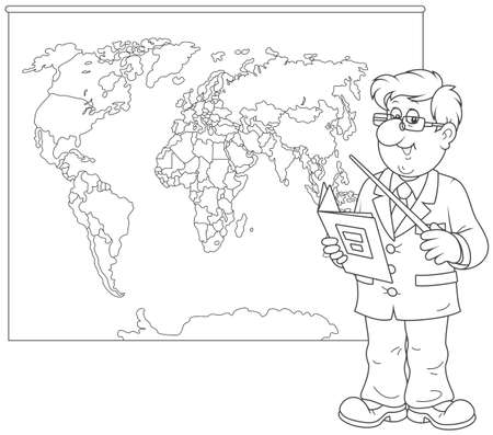 Geography teacher at lesson vector illustrationのイラスト素材