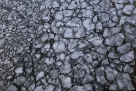 ice drift on the riverの写真素材
