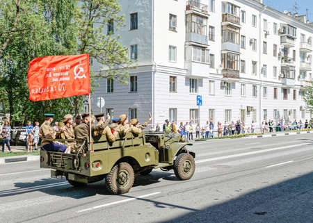 SAMARA, Russia - May 9, 2019: A historical example of military equipment army off-road vehicle Dodge WC-51 at the military parade in honor of the anniversary of victory in World War II.のeditorial素材