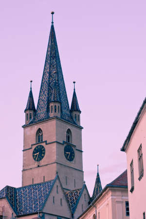 Evanghelical Church Tower in Sibiuの写真素材