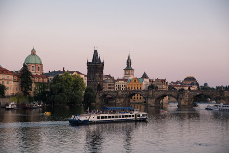 Charles bridge in Prague at sunset