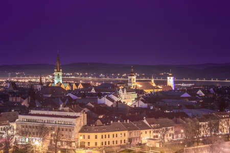 Sibiu at the blue hourの写真素材