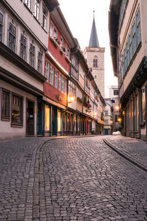 Kraemerbruecke. Merchants' Bridge Erfurt, Germany. Bridge was built in 1325. The only bridge north of the Alps to be built over entirely with houses.のeditorial素材