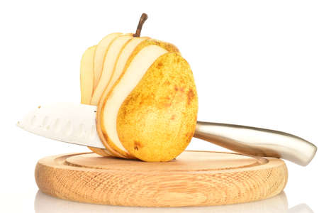 Ripe juicy, organic pears, close-up, on a white background.の写真素材