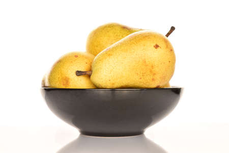 Ripe juicy, organic pears, close-up, on a white background.の写真素材