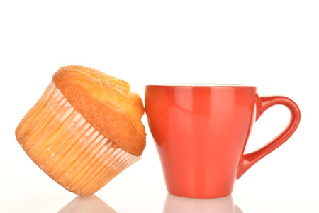 Tasty sweet muffins, close-up, on a white background.の写真素材