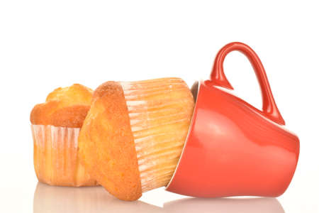 Tasty sweet muffins, close-up, on a white background.の写真素材