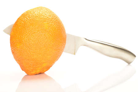 Ripe, organic orange, macro, on a white background.の写真素材