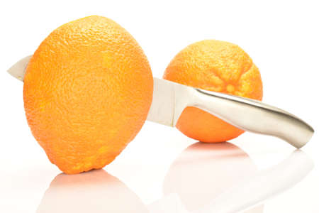 Ripe, organic orange, macro, on a white background.の写真素材