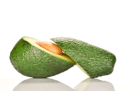 Juicy, ripe, organic avocados, close-up, on a white background.の写真素材