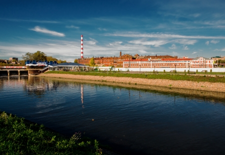 IVANOVO, RUSSIA - OCTOBER 6  Uvod river embankment in the center of the city of Ivanovo, Russia  Typical architecture of Russian cities  Taken on October 6, 2013  のeditorial素材