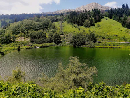Mountain lake in the foothills of the Caucasus in Adygeaの写真素材