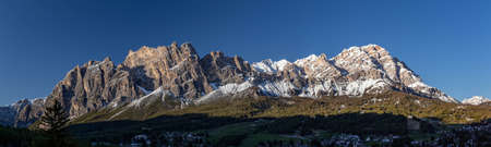 Wide view of the dolomitic Mount Cristallo, Cortina D'Ampezzo, Italyの写真素材