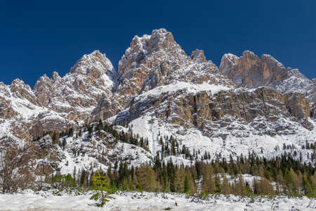 Mount Cristallo from Cortina D'Ampezzo, Dolomites, Italyの写真素材