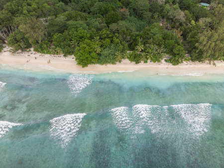 Aerial view of Anse Severe, La Digue, Seychelles 2019の写真素材