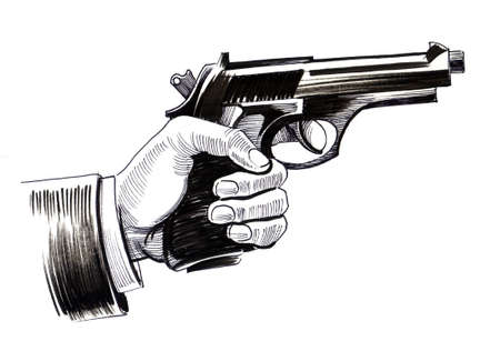 Hand with a gunの写真素材