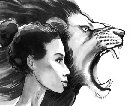 Beauty and lionの写真素材