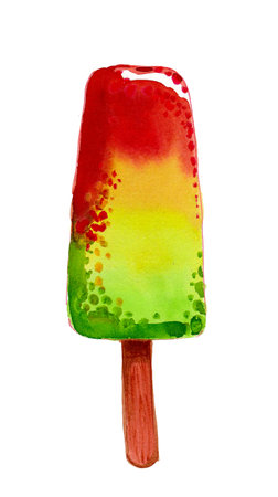 Colorful ice cream. Ink and watercolor drawingの写真素材