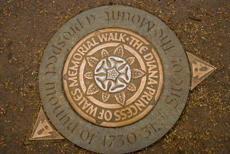 The sign of The Diana Princess Memorial walk in Hyde Park, London, Englandのeditorial素材