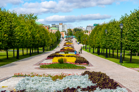MOSCOW, RUSSIA - SEPTEMBER 29, 2018: The colorful flower-beds in Tsaritsino park and reserveのeditorial素材