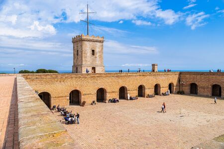 BARCELONA,SPAIN - APRIL 09, 2019: The courtyard inside Montjuic Castleのeditorial素材