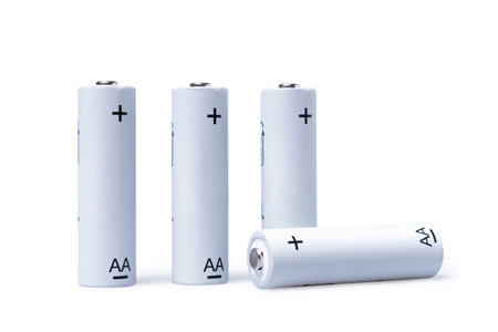 Set of 4 AA rechargeable batteries isolated on white background