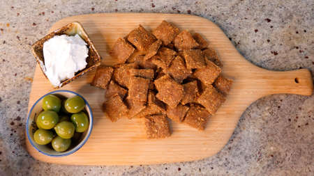 Keto vegan flaxseed crackers Easy keto vegan recipes. Photo from above.の写真素材