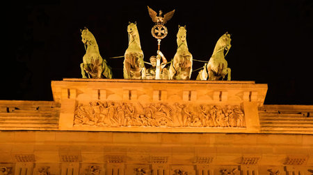 Quadriga Brandenburg Gate Berlin view at night
