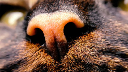 Close up. Cat nose near. Wear cats as a background.