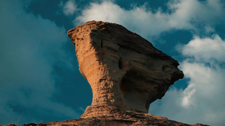 Strange rock. The rock is like a mushroom.の写真素材