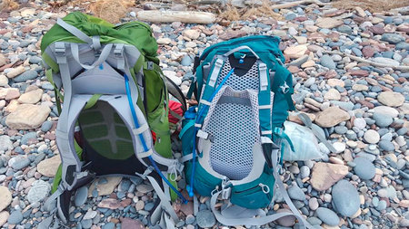 Two hiking backpacks.