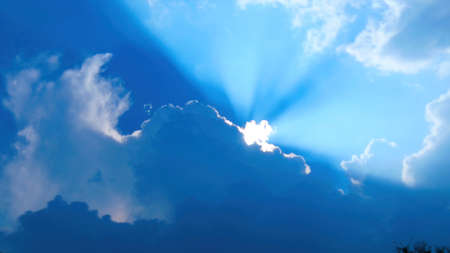 Rays of the sun from under the clouds.の写真素材