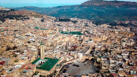 Morocco aerial view. All houses and mountains are visible in the distance.の写真素材