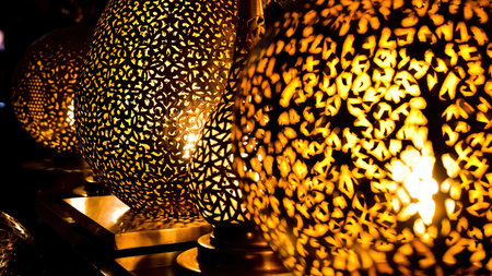 Patterned Moroccan lamps.の写真素材