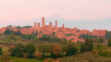 Tuscany, Italy. The whole city. The ancient city is photographed from a distance.の写真素材