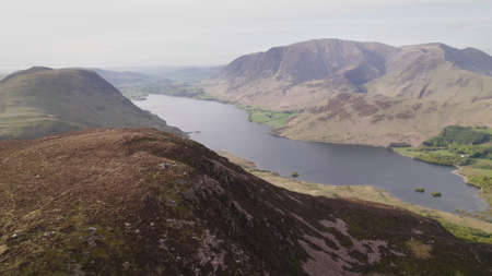 Natural Landscape. Mountain Range. Lacustrine Plain. Lake District. Terrain.の写真素材