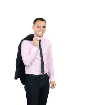 Young smiling Man in Business Dress Code on white Backgroundの写真素材