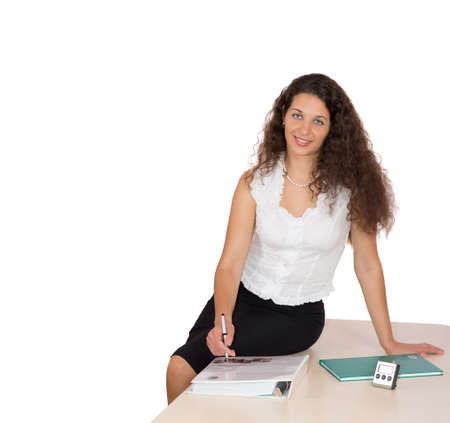 Beautiful Business Lady in official Clothing on white Backgroundの写真素材