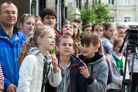 Opening ceremony of Climbing Championship - group of childrenのeditorial素材