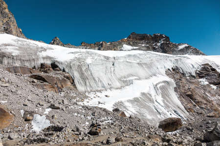 View of severe Glacier in high Mountainsの写真素材