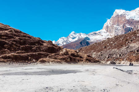 Wilderness iconic View of high Mountains and dry Lake bottomの写真素材