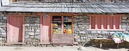 Small Retail Shop in the remote Village of Nepal Himalayaのeditorial素材