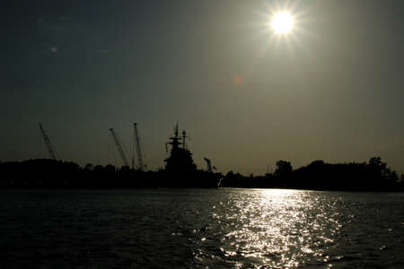 View over Cape Fear River to North Carolinaの写真素材
