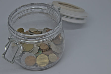 glass with coins