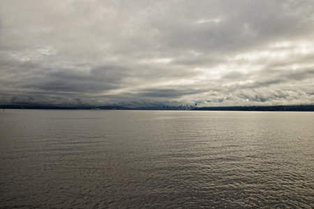 view from ferry to seattleの写真素材