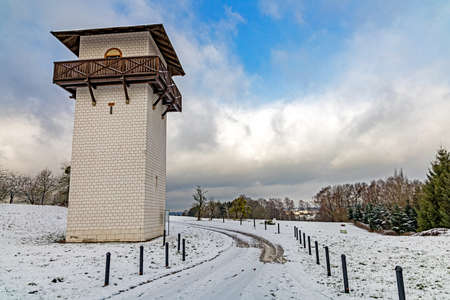 Reconstruction of a roman limes tower in Hillscheidの写真素材