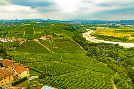 Barbaresco and the surrounding wineland in Italyのeditorial素材