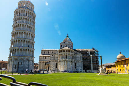 tower and cathedral in Pisa in Italyのeditorial素材