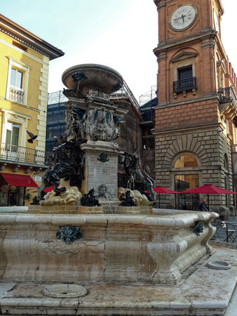fountain on liberty square in Faenzaのeditorial素材
